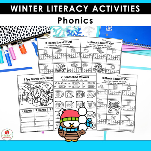 Winter Math and Literacy Worksheets 1st Grade Bundle - Image 14