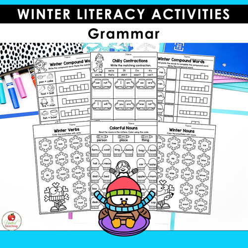 Winter Math and Literacy Worksheets 1st Grade Bundle - Image 15
