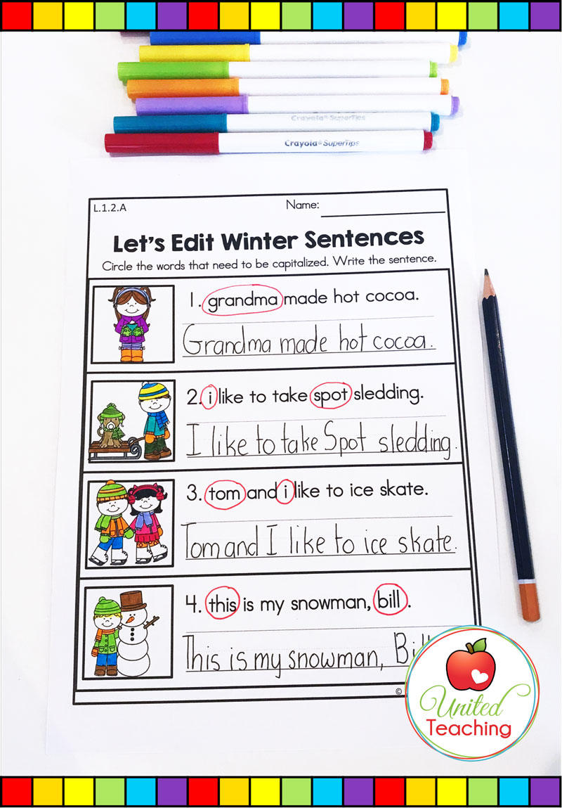 Winter Sentences Worksheet