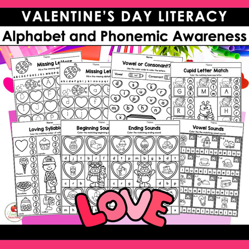 Valentine's Day Literacy Worksheets Kindergarten Packet - Image 4