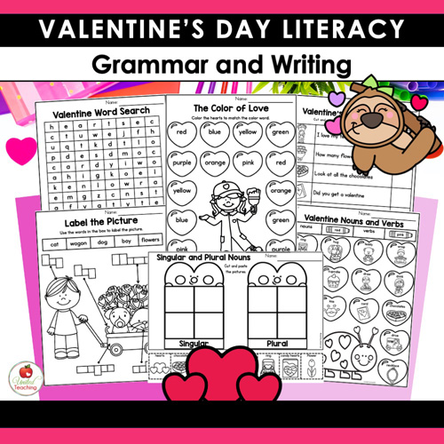Valentine's Day Literacy Worksheets Kindergarten Packet - Image 9
