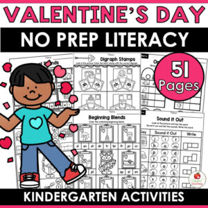 Valentine's Day Literacy Worksheets for Kindergarten