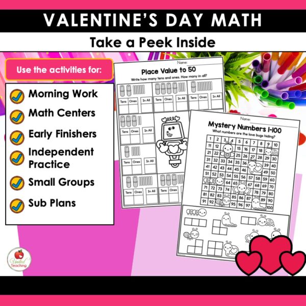 Valentine's Day Math Activities 1st Grade Packet - Image 3