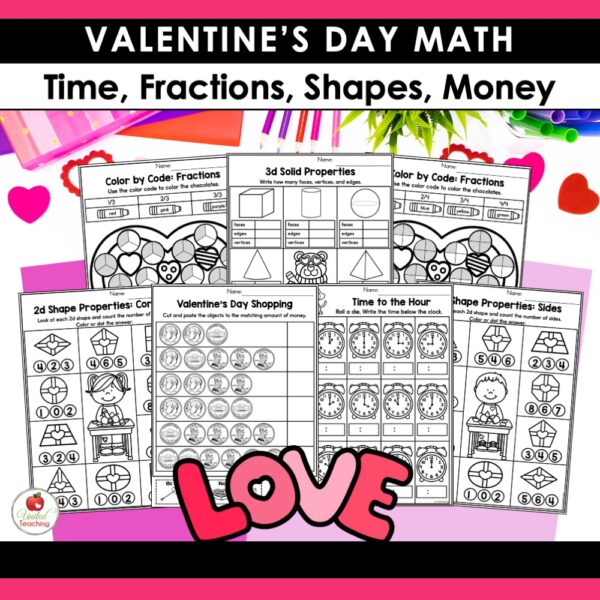 Valentine's Day Math Activities 1st Grade Packet - Image 10