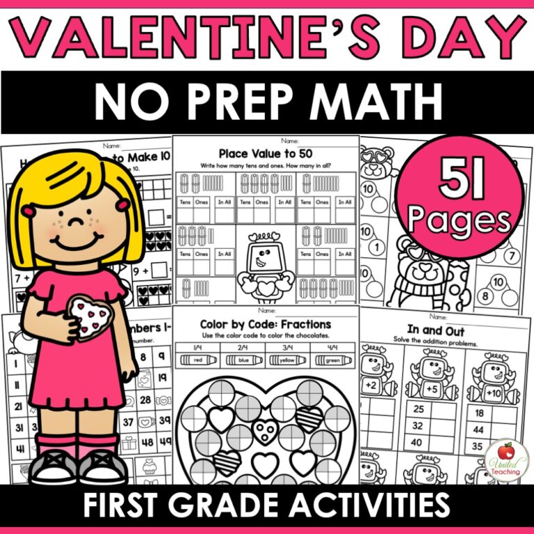 Valentine's Day Literacy Activities 1st Grade Packet - United Teaching