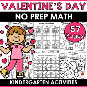 Valentine's Day Math Worksheets for Kindergarten