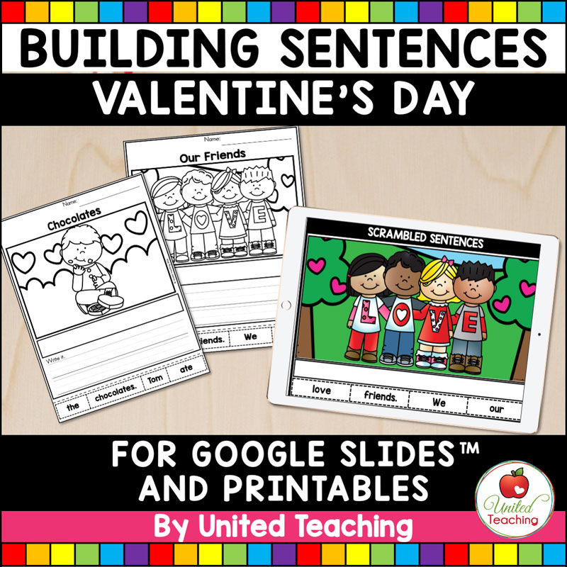 Valentine s Day Scrambled Sentences Google Slides And Worksheets United Teaching