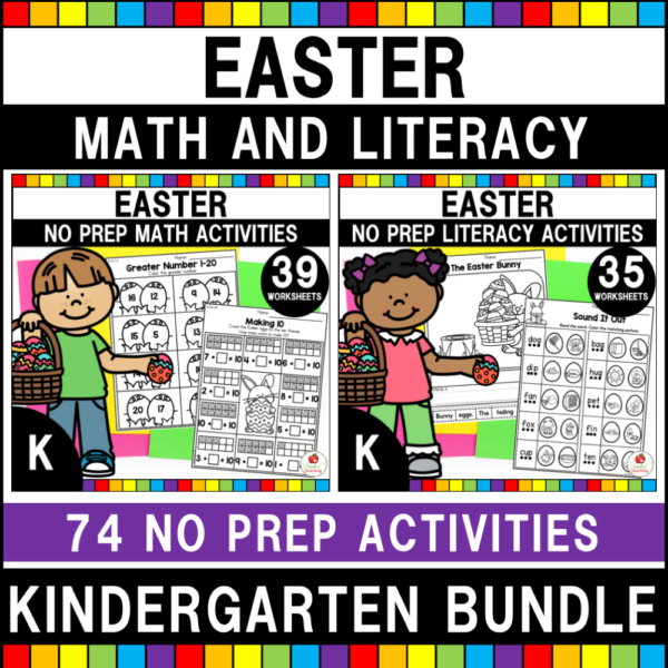 Easter Math and Literacy Activities for Kindergarten Bundle Cover