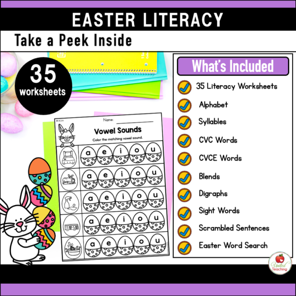 Easter Literacy Activities for Kindergarten What's Included