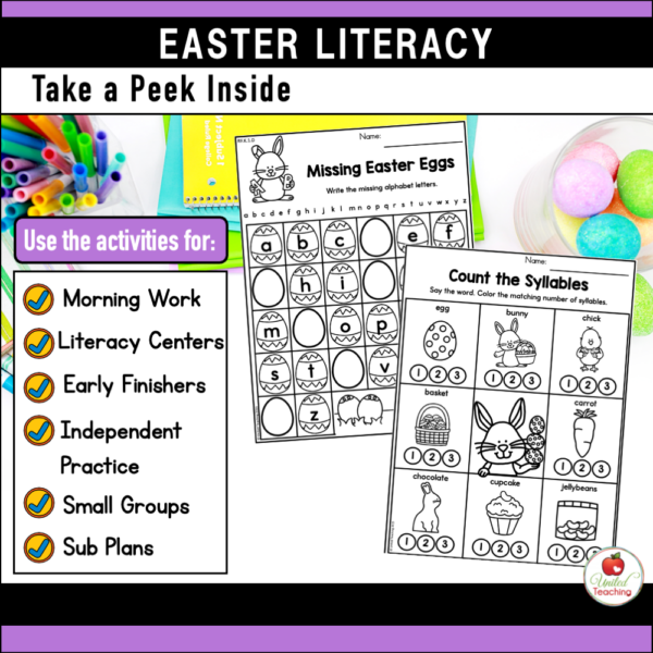 Easter Literacy Activities for Kindergarten How to Use