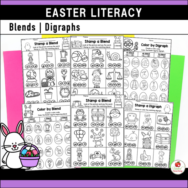 Easter Literacy Activities for Kindergarten Blends and Digraphs