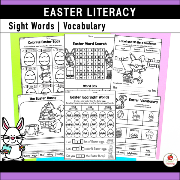 Easter Literacy Activities for Kindergarten Sight Words and Easter Vocabulary