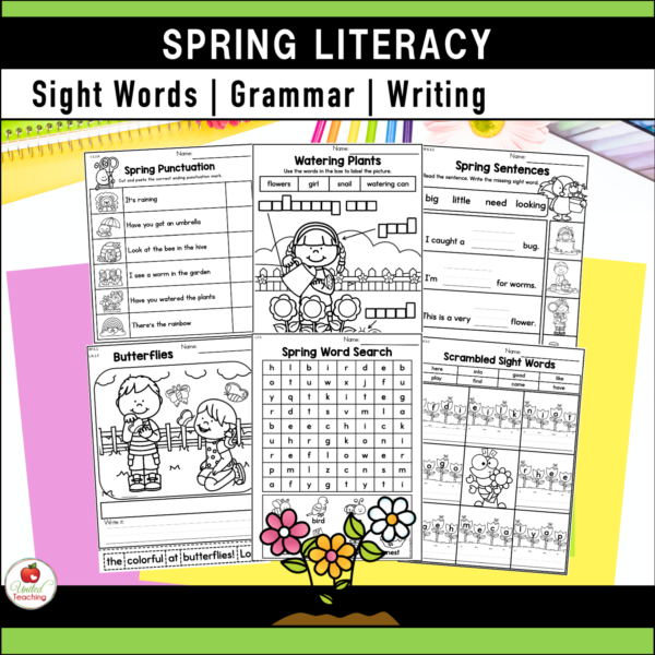 Spring Literacy Activities for Kindergarten Sight Words and Grammar