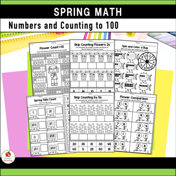 Spring Math Activities for Kindergarten Numbers and Counting sample worksheets