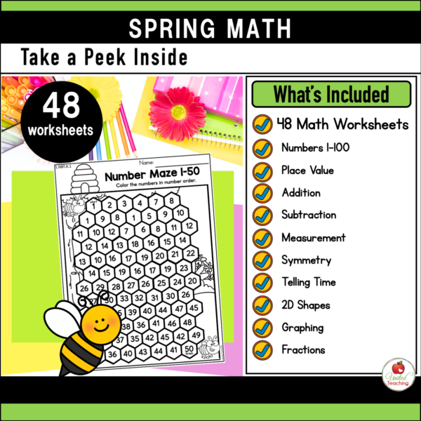 Spring Math Activities for 1st Grade Skills Covered