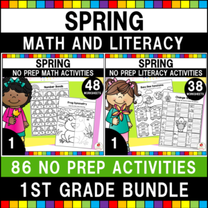Spring Math and Literacy Activities for First Grade Cover
