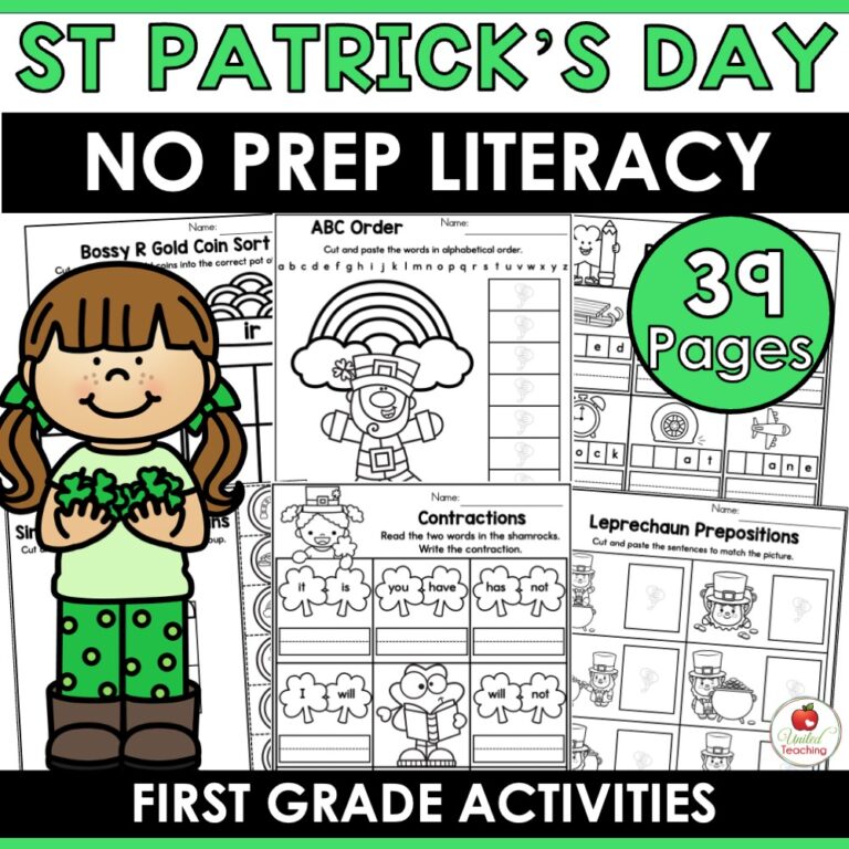 St. Patrick's Day Literacy Activities 1st Grade Packet - United Teaching