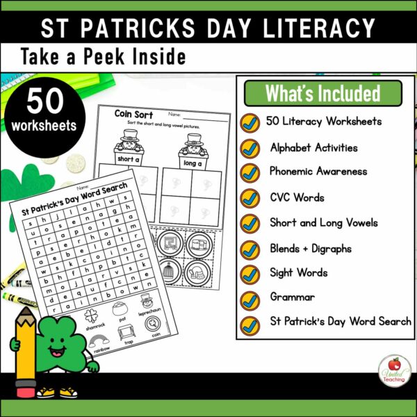 St Patrick's Day Math and Literacy Kindergarten Bundle - Image 10