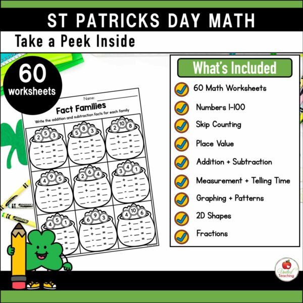 St Patrick's Day Math and Literacy Kindergarten Bundle - Image 2