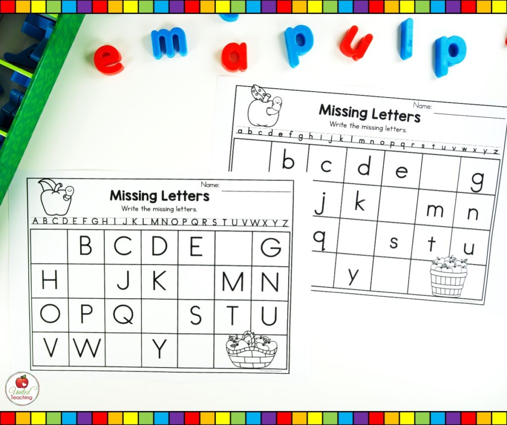 Alphabet Missing Letter Worksheets for handwriting