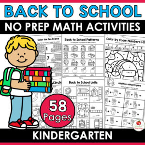 Back to School Math Worksheets for Kindergarten Packet