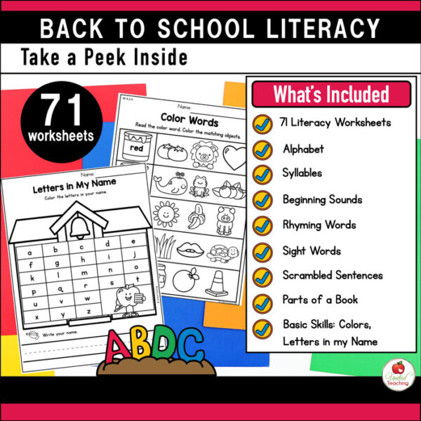 Back to School Literacy Activities Kindergarten Packet - Image 2