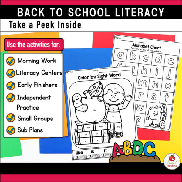 Back to School Literacy Activities Kindergarten Packet - Image 3