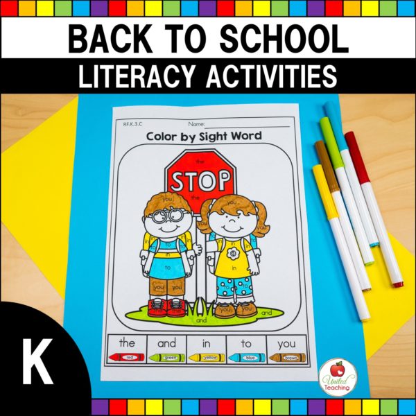 Back to School Literacy Activities for Kindergarten Cover