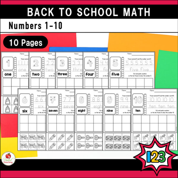 Numbers 1-10 cut and paste math worksheets