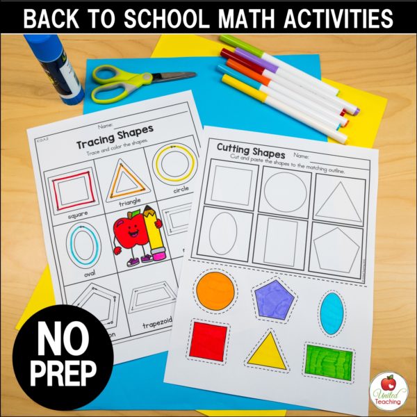 Back to School Math Activities for Kindergarten Sample Worksheets