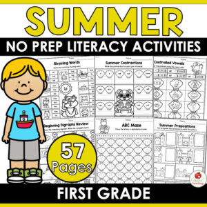 Summer Literacy Worksheets for 1st Grade