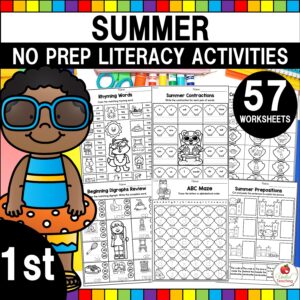 Summer Literacy Activities 1st Grade Packet Cover