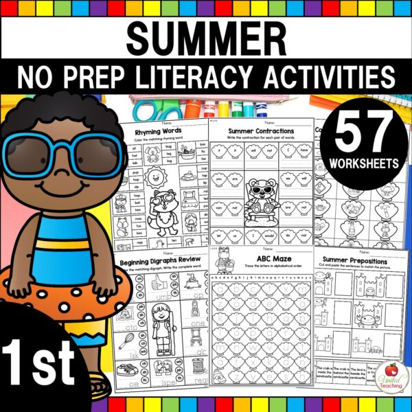 Summer Literacy Activities 1st Grade Packet Cover