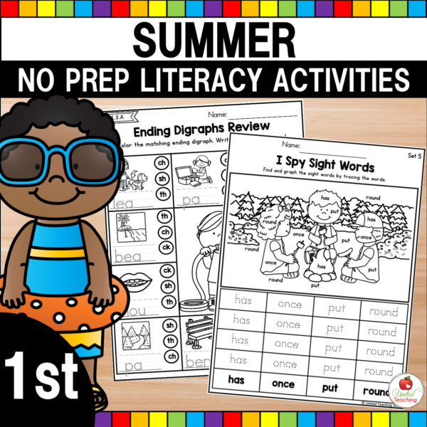 Summer-No-Prep-Literacy-Activities-1st-Grade-Cover