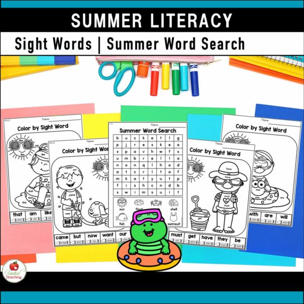 Summer Literacy Activities for Kindergarten Sight Words and Summer Word Search