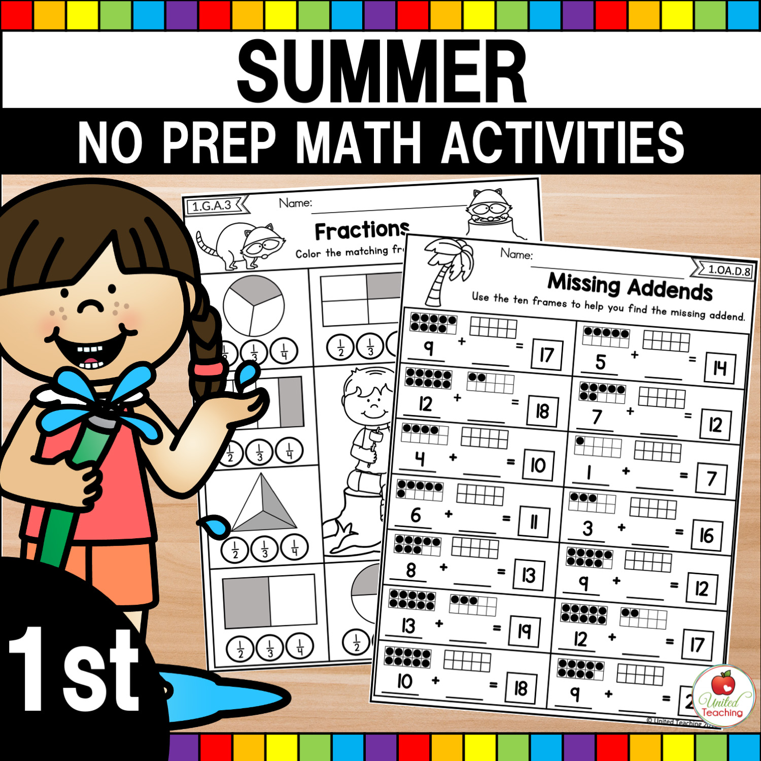 summer math review 1st grade united teaching