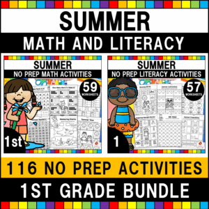 Summer Math and Literacy Activities 1st Grade Bundle