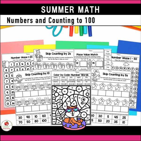 Summer Math Activities for Kindergarten Numbers and Counting Worksheets