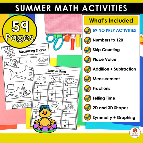 Summer Math and Literacy Worksheets 1st Grade Bundle - Image 2