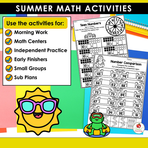 Summer Math and Literacy Worksheets 1st Grade Bundle - Image 3