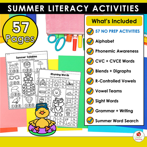 Summer Math and Literacy Worksheets 1st Grade Bundle - Image 4