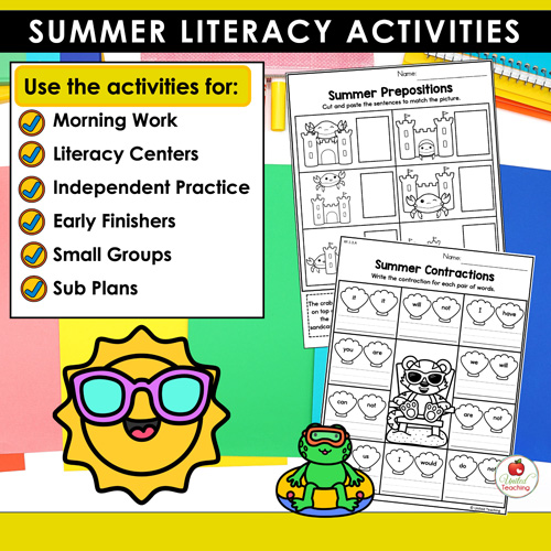 Summer Math and Literacy Worksheets 1st Grade Bundle - Image 5