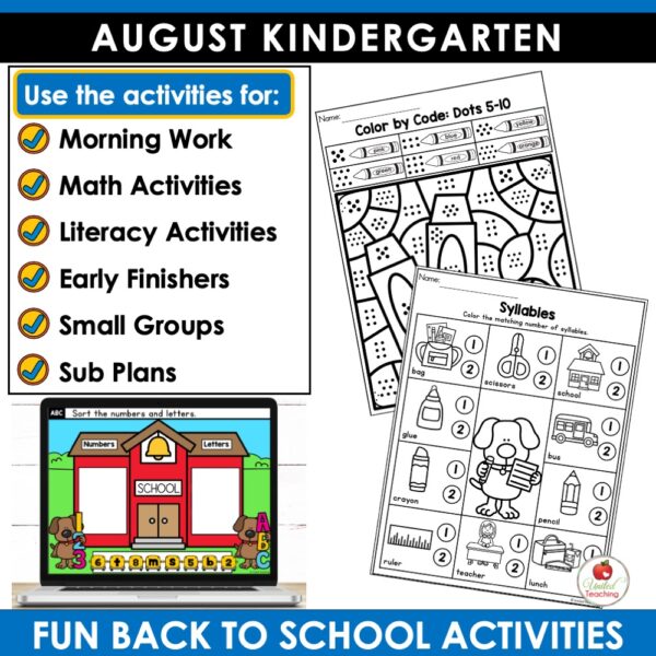 August Math and Literacy Activities for Kindergarten - Image 3