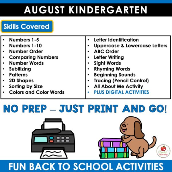 August Math and Literacy Activities for Kindergarten - Image 4