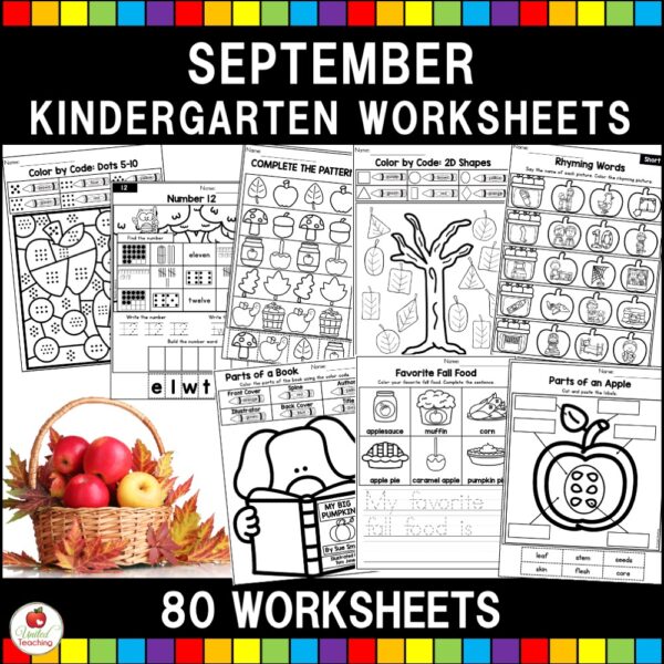September Math and Literacy Kindergarten Worksheets Cover