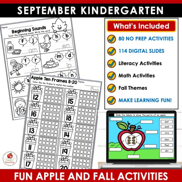 September Math and Literacy Activities for Kindergarten - Image 2