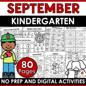 September Math and Literacy Activities for Kindergarten
