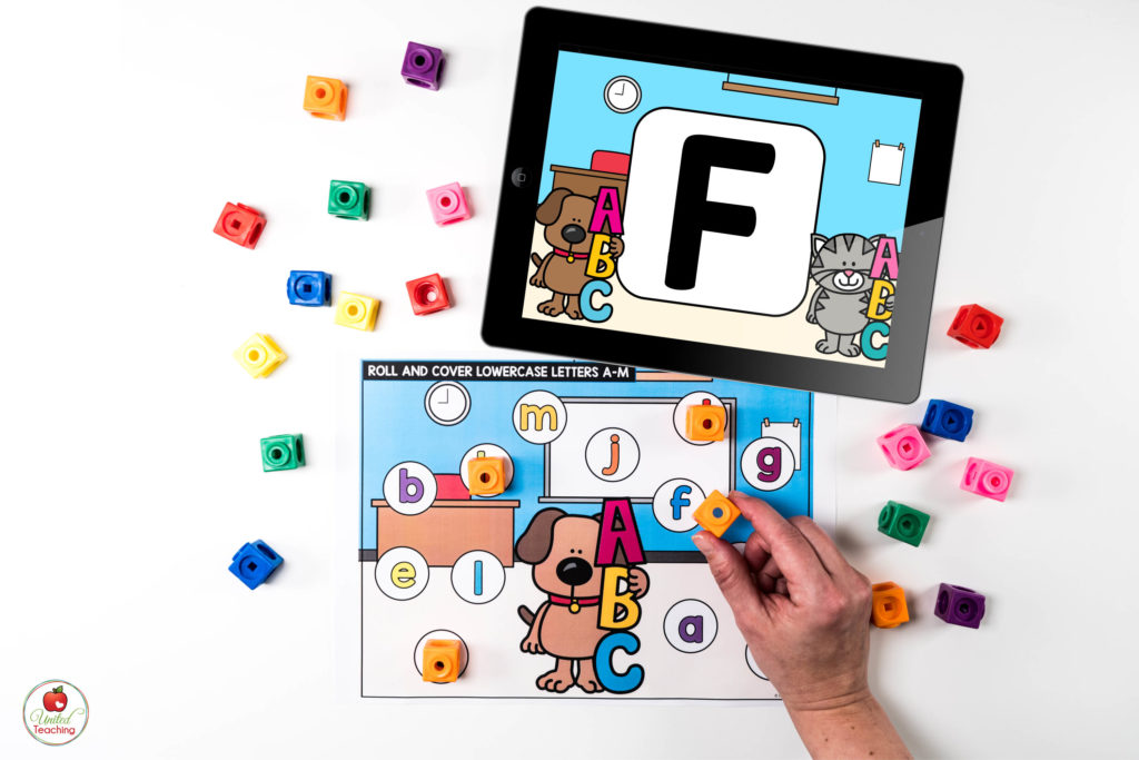 Alphabet Letter Recognition Literacy Center with Digital Dice