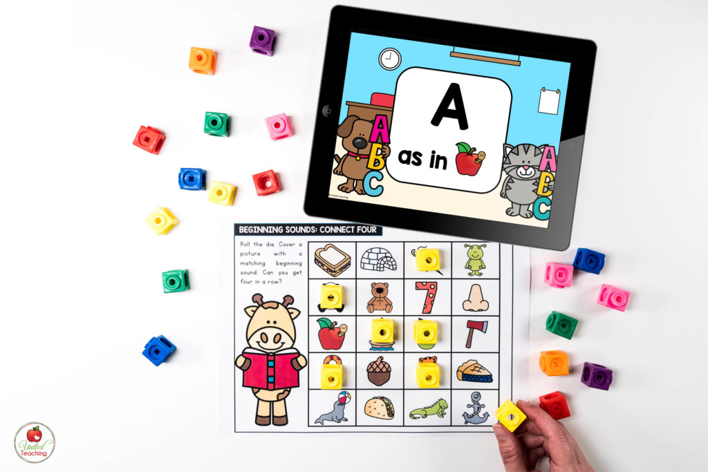 Beginning Sounds Activity with Digital Dice