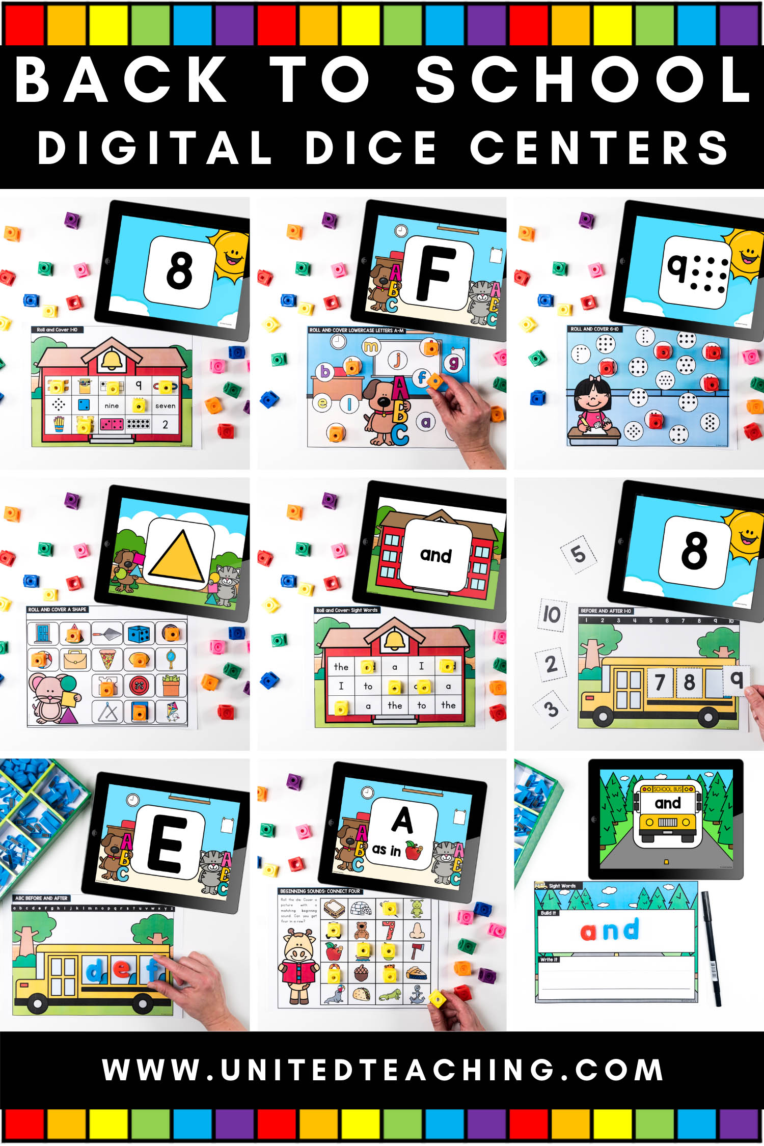 Back to School Digital Dice Centers for Kindergarten